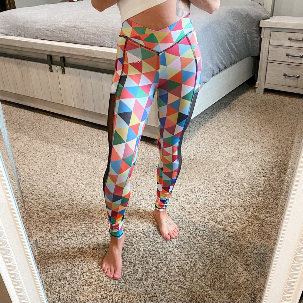 Jed North Colorful Geometric Print Leggings Ruched Butt Women’s Size XS